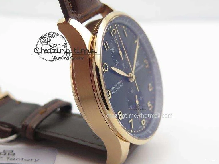 MIROTIME 0115 Portuguese IW371415 ZF 1:1 Best Edition RG Black dial On Brown Leather Strap A Modern 7286